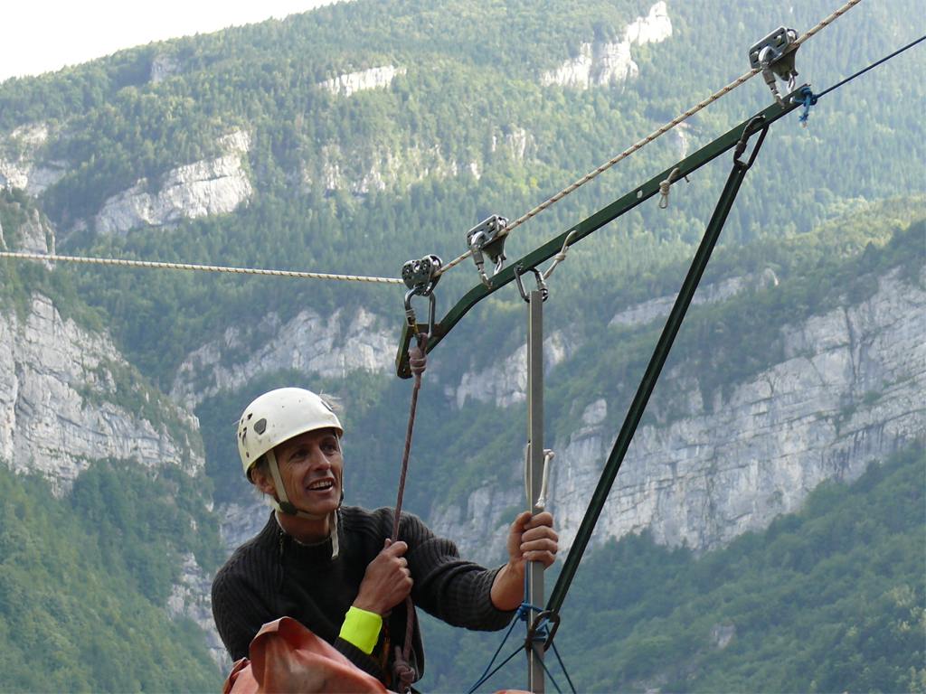 Tyrolienne Pierrot Rias - Vercors 2008 - Chariot de récupération